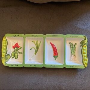 Certified International Judy Phipps Vegetable Snack Ceramic Serving Tray  Party